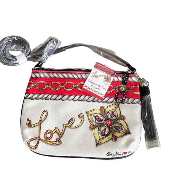 Brighton Handbags - Brighton Glitter & Go Pouch Crossbody Purse Bag Tassel Canvas NWT.
